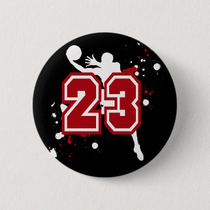 BADGE ROND 5 CM JOUEUR DE BASKET NUMÉRO 23