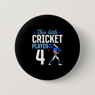 Badge Rond 5 Cm Joueur de cricket pour 4e anniversaire