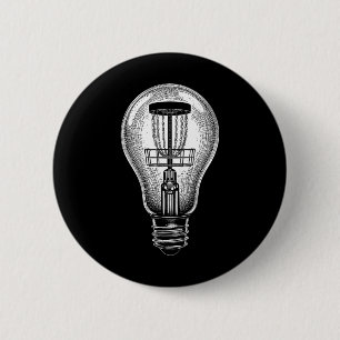 Badge Rond 5 Cm Joueur de Disc Golf Ampoule Esquisse Bonne Idée Go