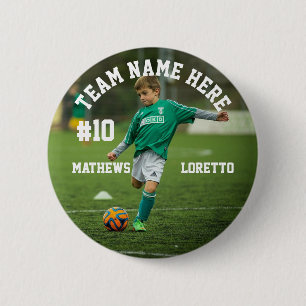 Badge Rond 5 Cm Joueur de football Ajouter un nom Numéro Équipe et