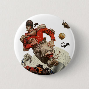 Badge Rond 5 Cm Joueur de football américain vintage en train de c