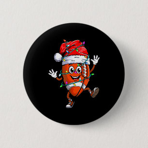 Badge Rond 5 Cm Joueur de football de Noël Amusement Père Noël Spo