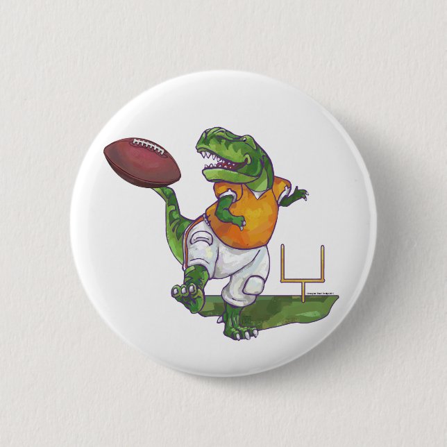 Badge Rond 5 Cm Joueur de football Dino (Devant)