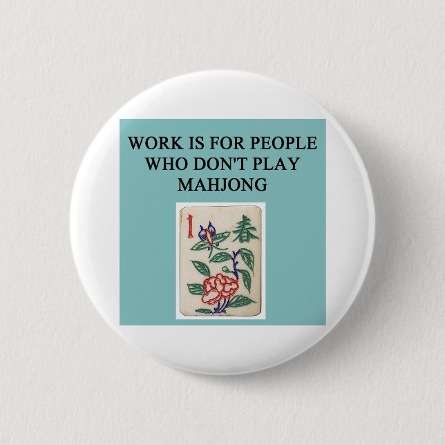 Badge Rond 5 Cm joueur de jeu de mahjong (Devant)