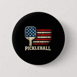 Badge Rond 5 Cm Joueur de pickleball drapeau américain paddleball