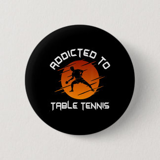 Badge Rond 5 Cm Joueur De Ping-Pong Homme Addicé Au Tennis De Tabl