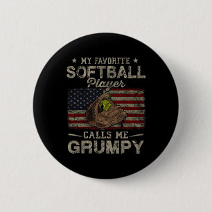 Badge Rond 5 Cm Joueur de softball préféré m'appelle papa grincheu