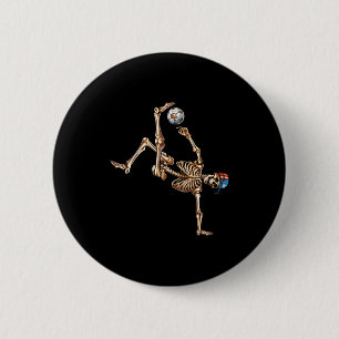 Badge Rond 5 Cm Joueur de squelette de football Coup de pied de bi