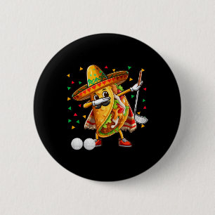 Badge Rond 5 Cm Joueur de taco dabbing jouant au golf Cinco De May