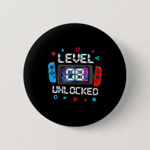 Badge Rond 5 Cm Joueur Niveau 8 Débloqué Cadeau d'anniversaire 8 a