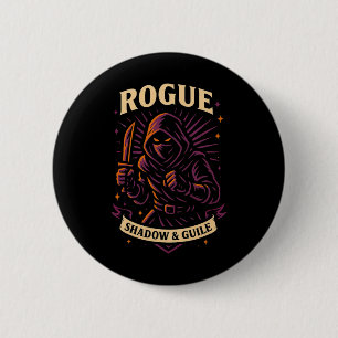 Badge Rond 5 Cm Joueur Rpg Rogue D20 Dés Fou Nerdy Hommes Femmes E