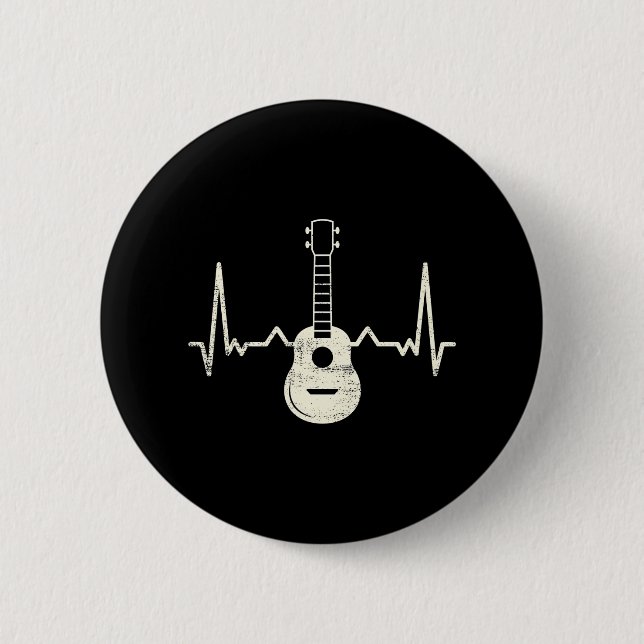 Badge Rond 5 Cm Joueur Ukulele I Coeur Ukulele (Devant)