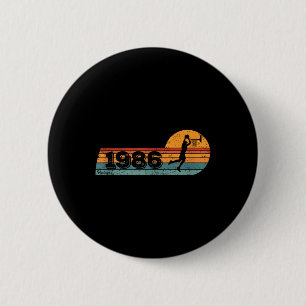 Badge Rond 5 Cm Joueurs de basket-ball Vintage Né 1986 Anniversair