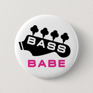 Badge Rond 5 Cm Joueuse de basse féminine