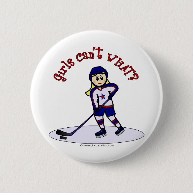 Badge Rond 5 Cm Joueuse de hockey féminin de Blonde (Devant)