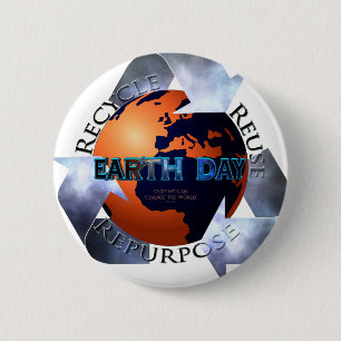 Badge Rond 5 Cm Jour de la Terre Changez le Monde