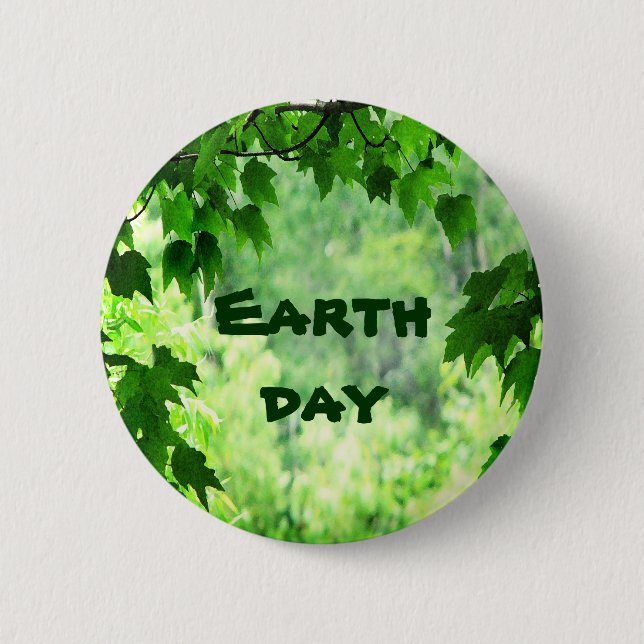 Badge Rond 5 Cm Jour de la terre feuillu (Devant)