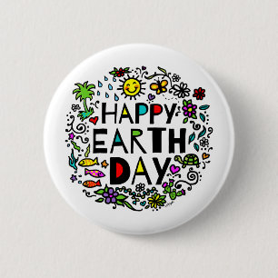 Badge Rond 5 Cm Jour de la terre heureux