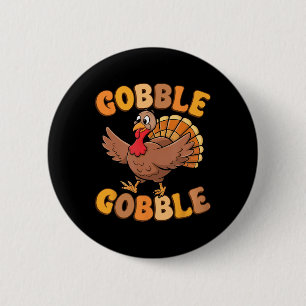 Badge Rond 5 Cm Jour de la Turquie Gobard Thanksgiving Famille Tur