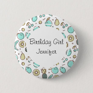 Badge Rond 5 Cm Jour de l'anniversaire de la ligne d'été Motif de 