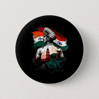 Badge Rond 5 Cm Jour de l'indépendance de l'Inde 15 août 1947 Drap