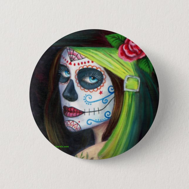 Badge Rond 5 Cm Jour des morts par Lori Karels (Devant)