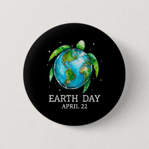 Badge Rond 5 Cm Jour des terres 2025 Restaurer Earth Sea Turtle Ar