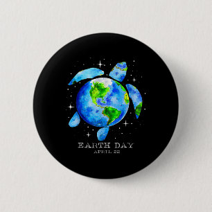 Badge Rond 5 Cm Jour des terres 2025 Restaurer Earth Sea Turtle Ar
