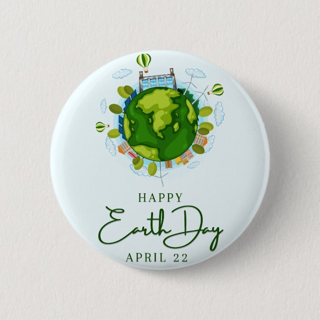 Badge Rond 5 Cm Jour des terres heureux (Devant)
