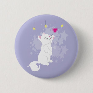 Badge Rond 5 Cm Jour des Valentines Cute Kitty