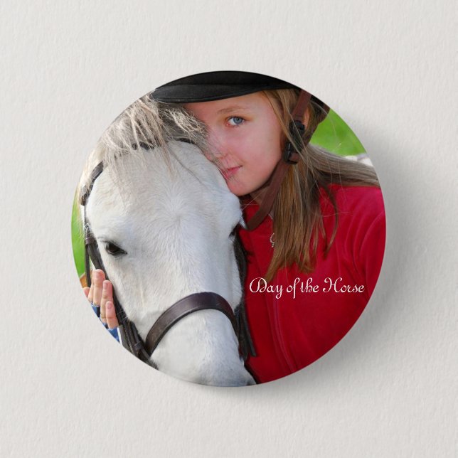 Badge Rond 5 Cm Jour du bouton de cheval (Devant)