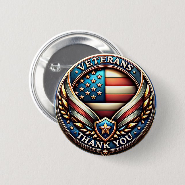 Badge Rond 5 Cm Jour du Merci des vétérans (Devant & derrière)
