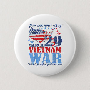 Badge Rond 5 Cm Jour du Souvenir 29 mars Guerre du Vietnam
