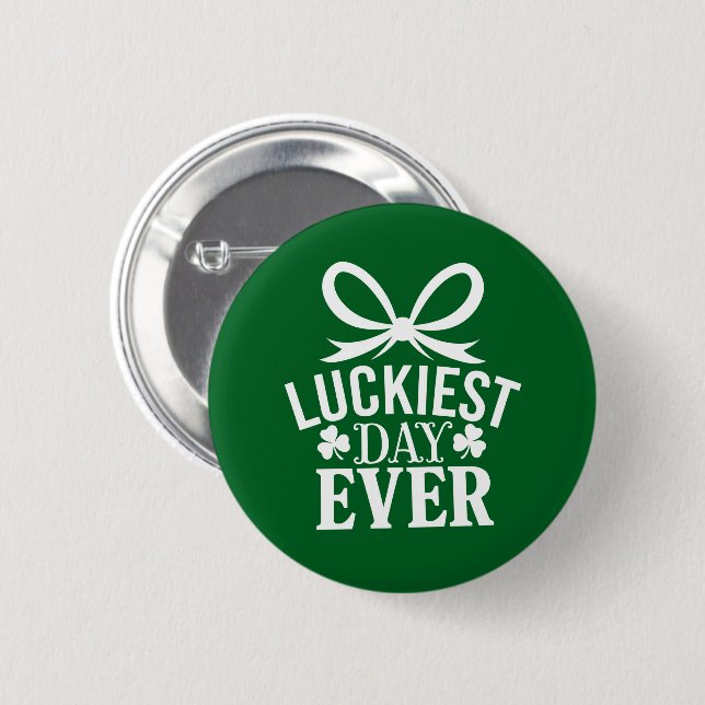 Badge Rond 5 Cm Jour le plus chanceux St Patricks Day Irlandais Ch (Devant & derrière)