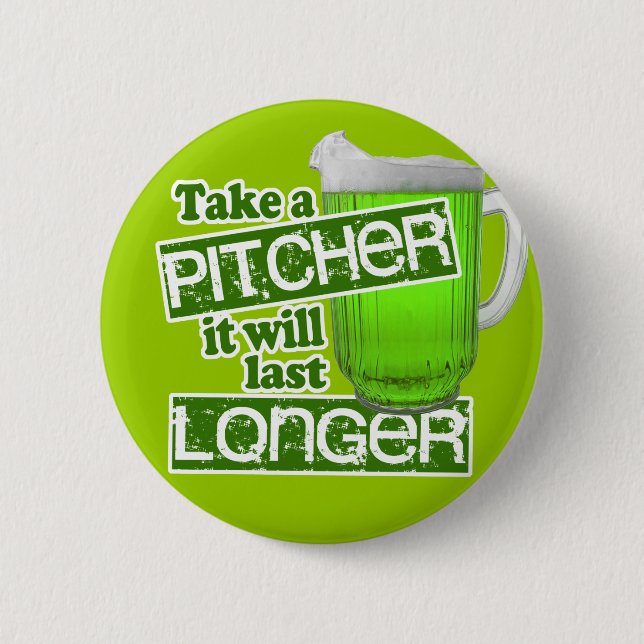 Badge Rond 5 Cm Jour vert comique de bière (Devant)