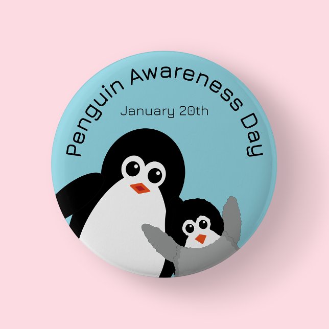 Badge Rond 5 Cm Journée de sensibilisation au Manchot bleu (Penguin)