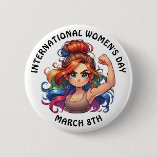 Badge Rond 5 Cm Journée internationale de la femme 8 mars Bouton