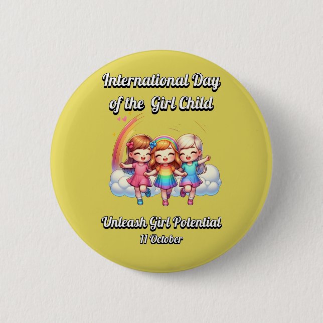 Badge Rond 5 Cm Journée internationale de la Fille. Potentiel des  (Devant)