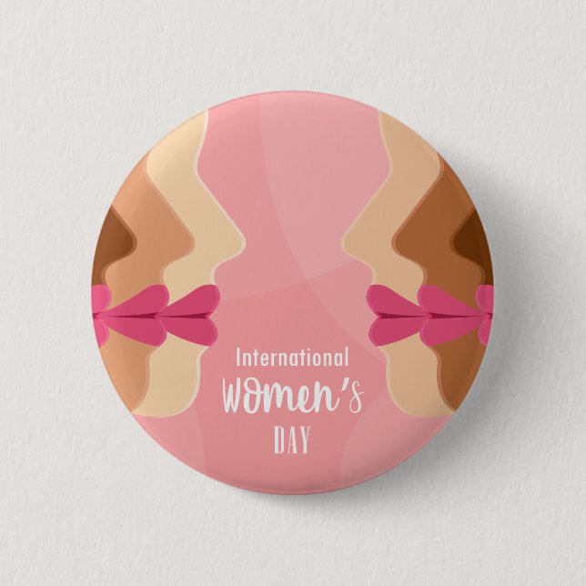 Badge Rond 5 Cm journée internationale des femmes rose (Devant)