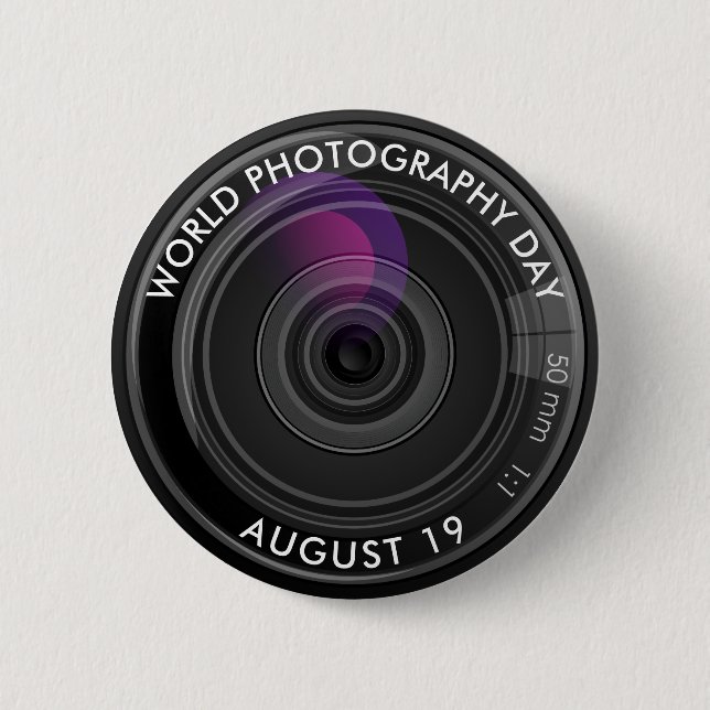 Badge Rond 5 Cm Journée mondiale de la photographie (Devant)