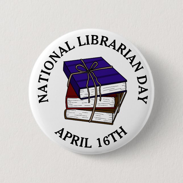 Badge Rond 5 Cm Journée nationale des bibliothécaires 16 avril (Devant)