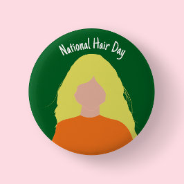 Badge Rond 5 Cm Journée nationale des cheveux - Blonde Badge/ Bout