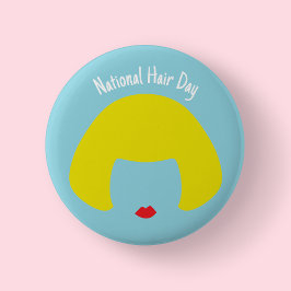 Badge Rond 5 Cm Journée nationale des cheveux - Blonde Bob Badge/