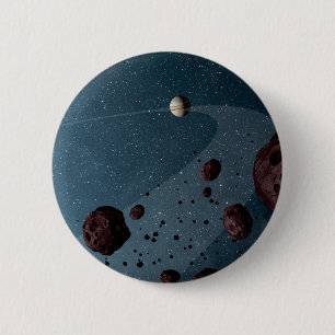 Badge Rond 5 Cm Jovian Trojans Astéroïdes.