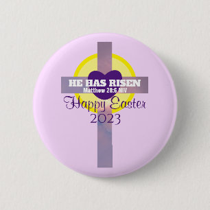 Badge Rond 5 Cm Joyeuse Croix de Pâques Verse personnalisé Année v
