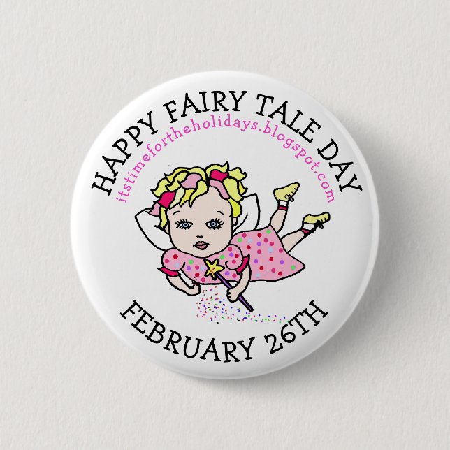 Badge Rond 5 Cm Joyeuse Fairy Tale Day } 26 février (Devant)