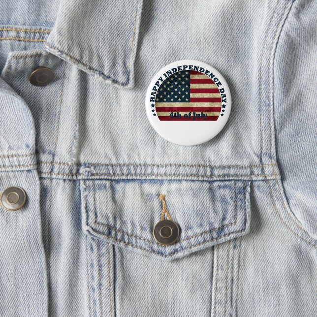 Badge Rond 5 Cm Joyeuse fête 4 juillet l'indépendance (En situation)