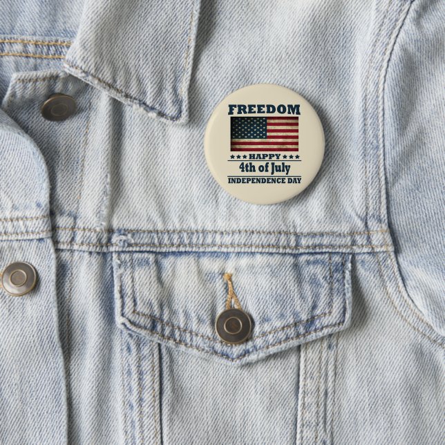 Badge Rond 5 Cm Joyeuse fête 4 juillet l'indépendance (En situation)