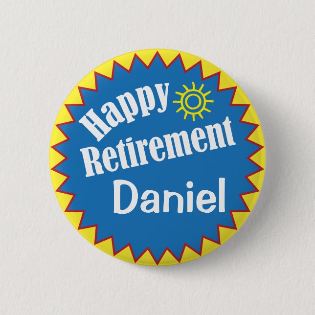 Badge Rond 5 Cm Joyeuse fête de retraite personnalisée (Devant)