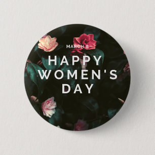 Badge Rond 5 Cm Joyeuse fête féminine fleurie